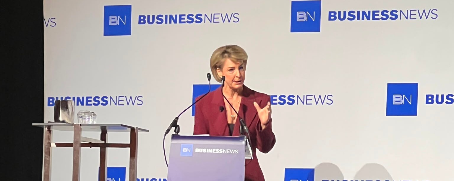 Michaelia Cash speaking at a Business News Politics & Business event